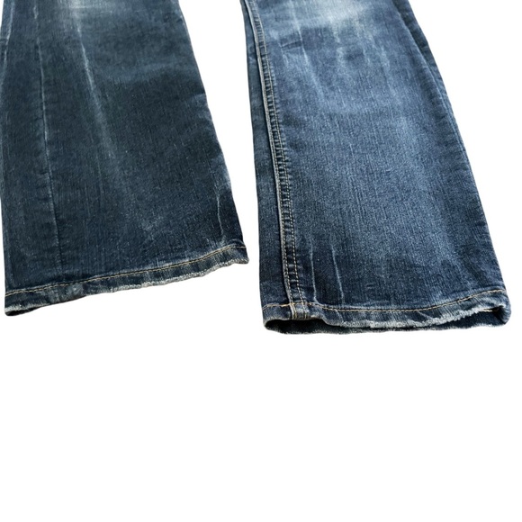 Express jeans women’s size 8 blue zipper pocket straight preppy Super Low Rise - Picture 7 of 12